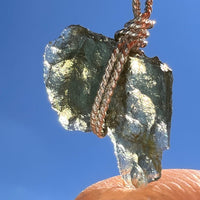 Besednice Moldavite Wire Wrapped Pendant Sterling #5753-Moldavite Life