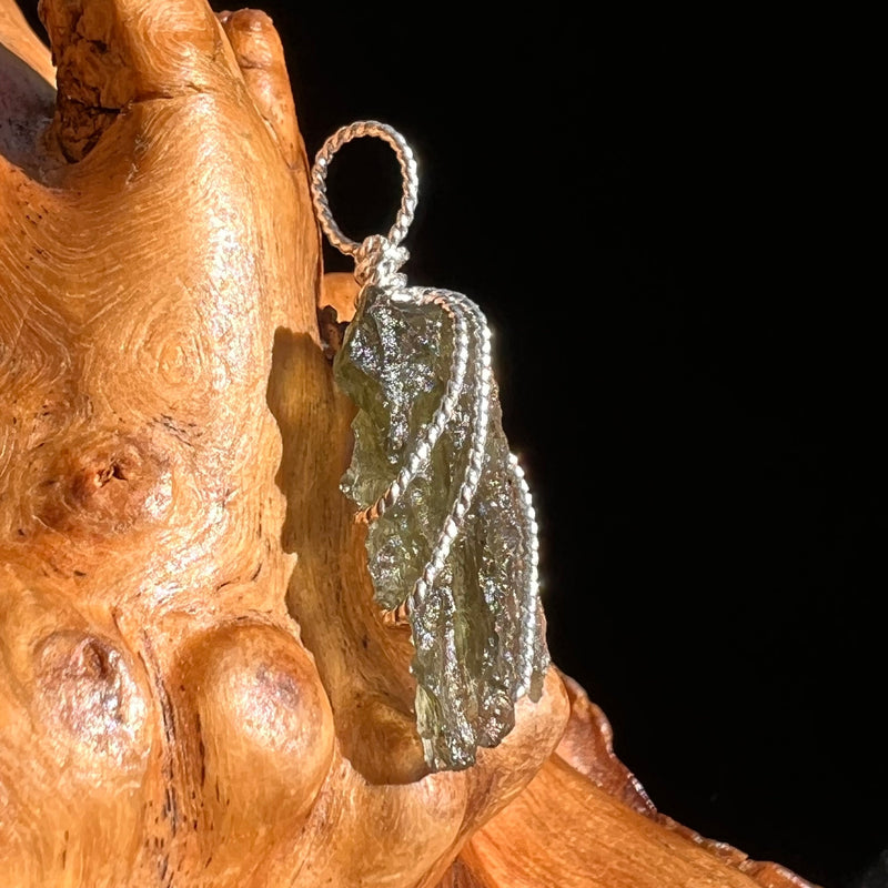 Besednice Moldavite Wire Wrapped Pendant Sterling #5755-Moldavite Life