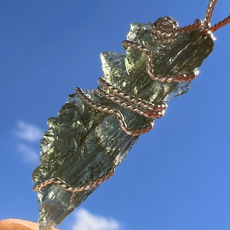 Besednice Moldavite Wire Wrapped Pendant Sterling #5758-Moldavite Life
