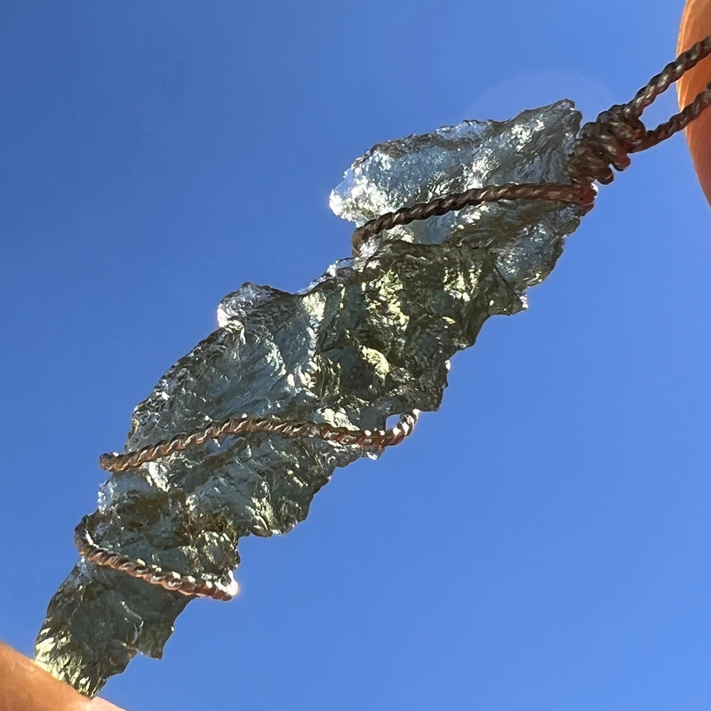 Besednice Moldavite Wire Wrapped Pendant Sterling #5759-Moldavite Life