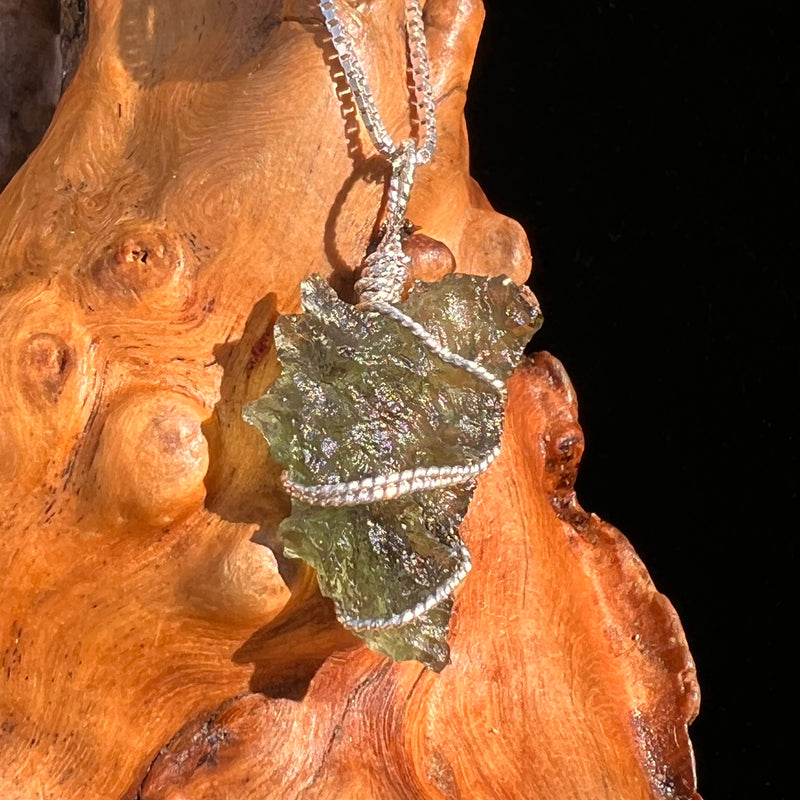 Besednice Moldavite Wire Wrapped Pendant Sterling #7514-Moldavite Life