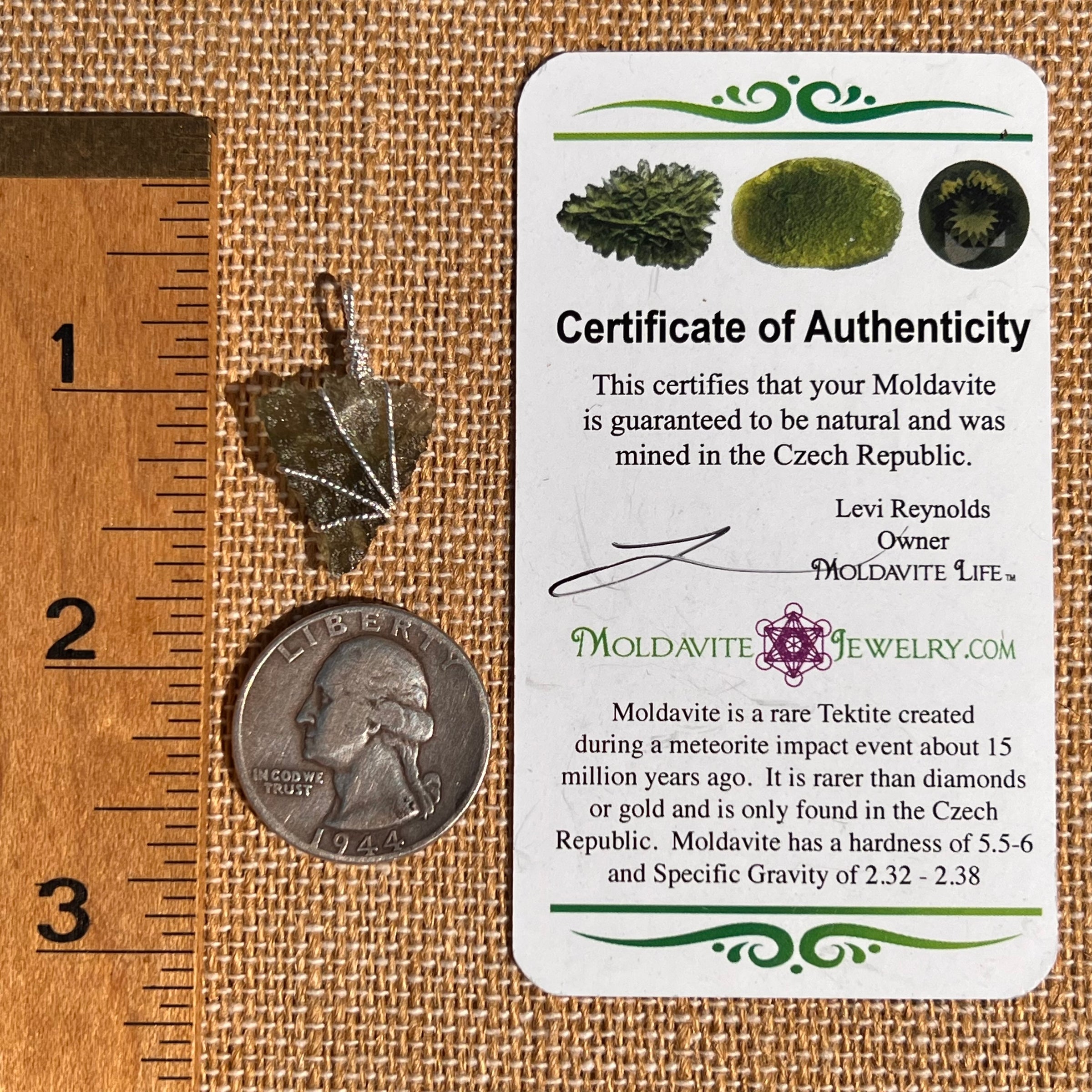 Besednice Moldavite Wire Wrapped Pendant Sterling #7516-Moldavite Life