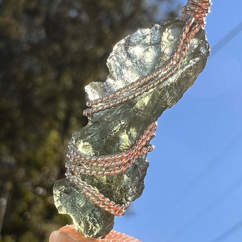 Besednice Moldavite Wire Wrapped Pendant Sterling #7517-Moldavite Life
