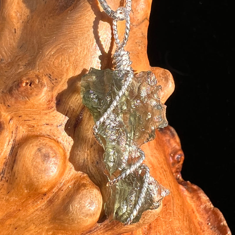 Besednice Moldavite Wire Wrapped Pendant Sterling #7518-Moldavite Life