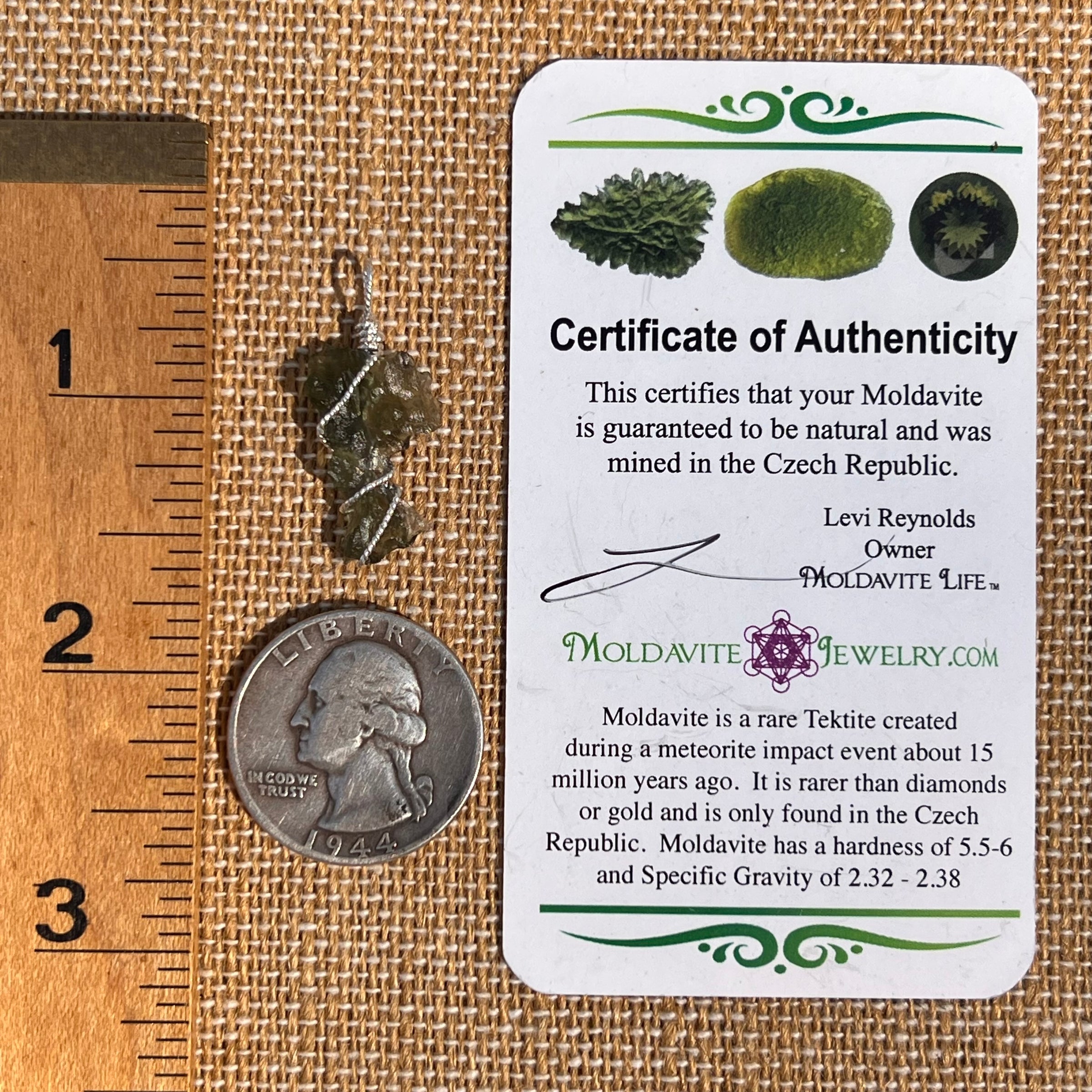 Besednice Moldavite Wire Wrapped Pendant Sterling #7518-Moldavite Life