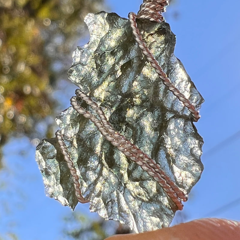 Besednice Moldavite Wire Wrapped Pendant Sterling #7519-Moldavite Life