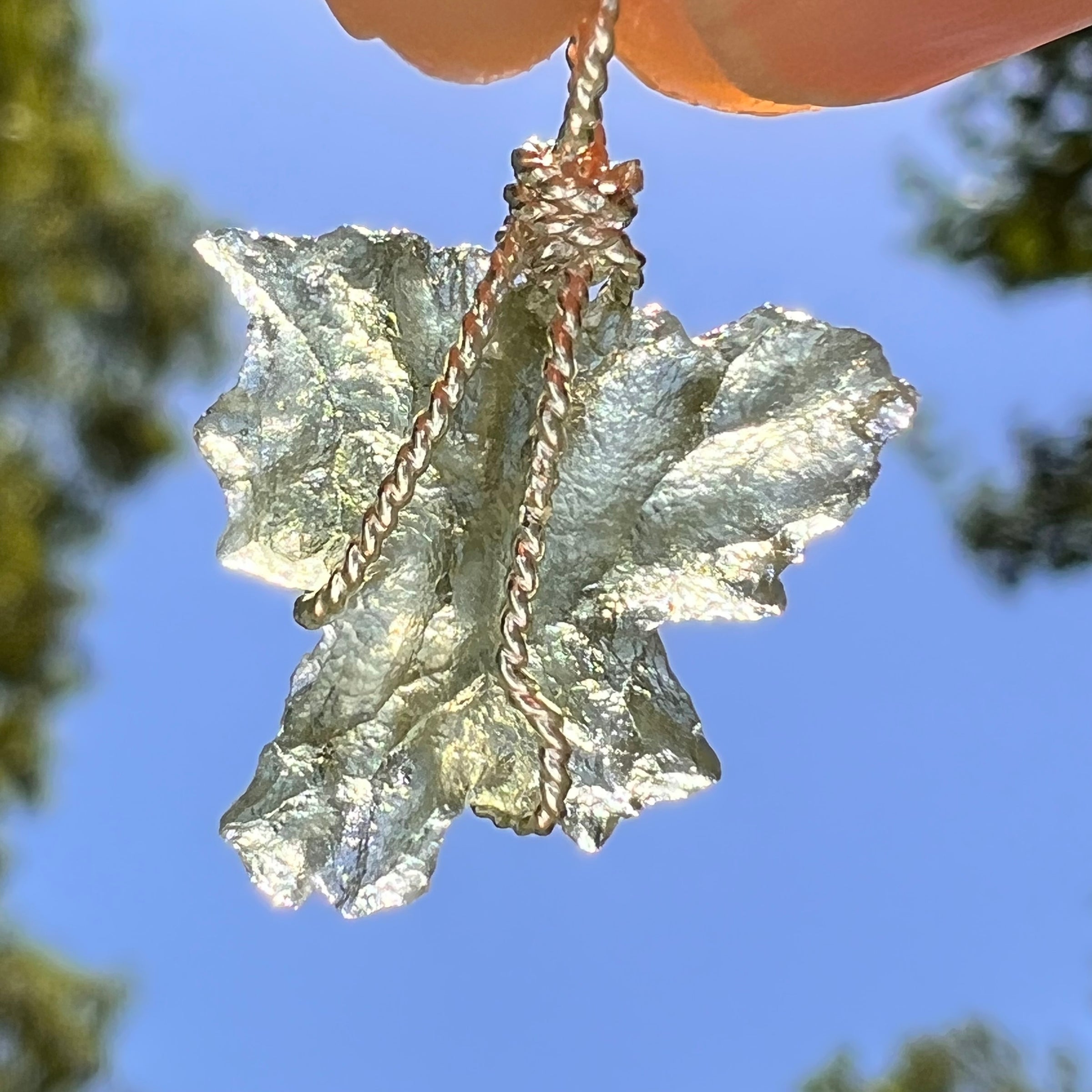 Besednice Moldavite Wire Wrapped Pendant Sterling Silver #8666-Moldavite Life