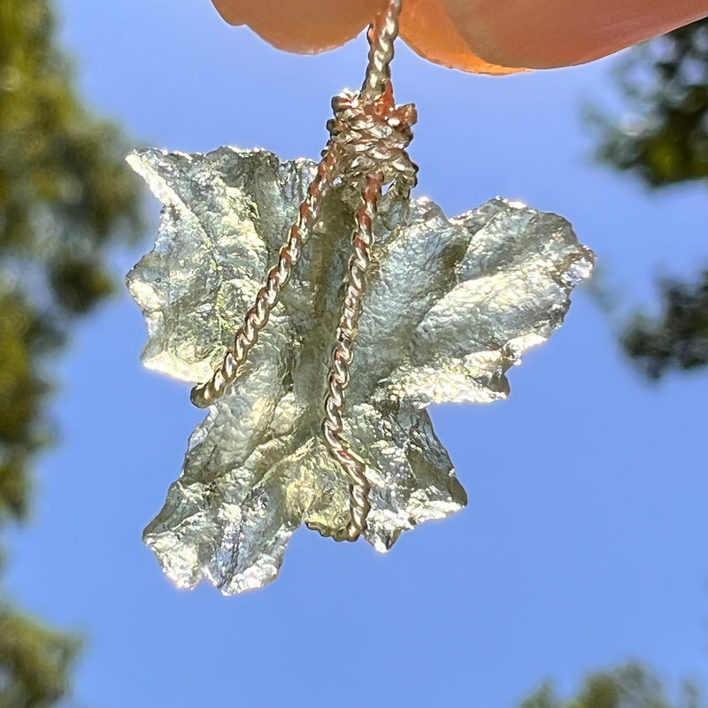 Besednice Moldavite Wire Wrapped Pendant Sterling Silver #8666-Moldavite Life