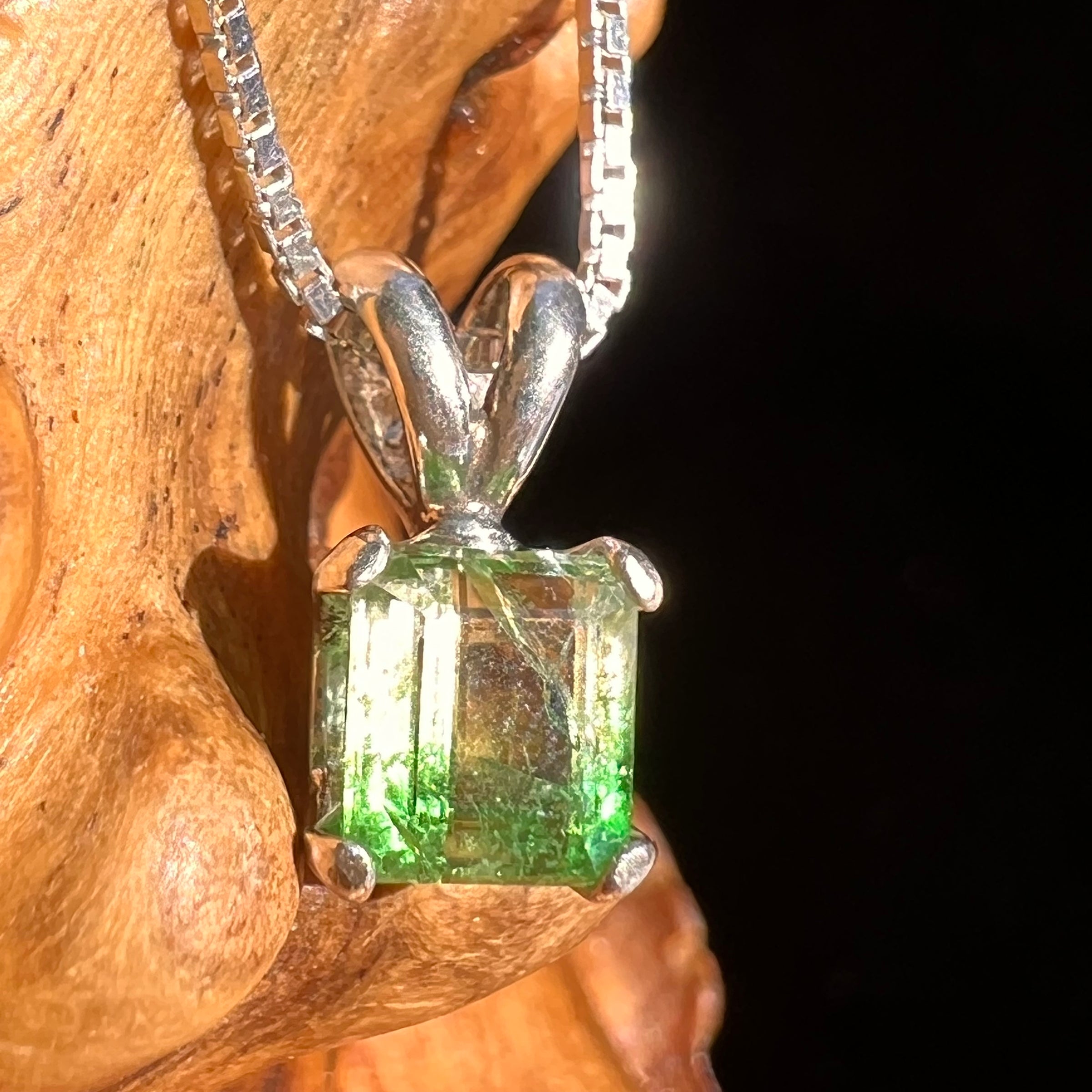 Bi-Color Green Tsavorite Garnet Necklace Sterling #6753-Moldavite Life