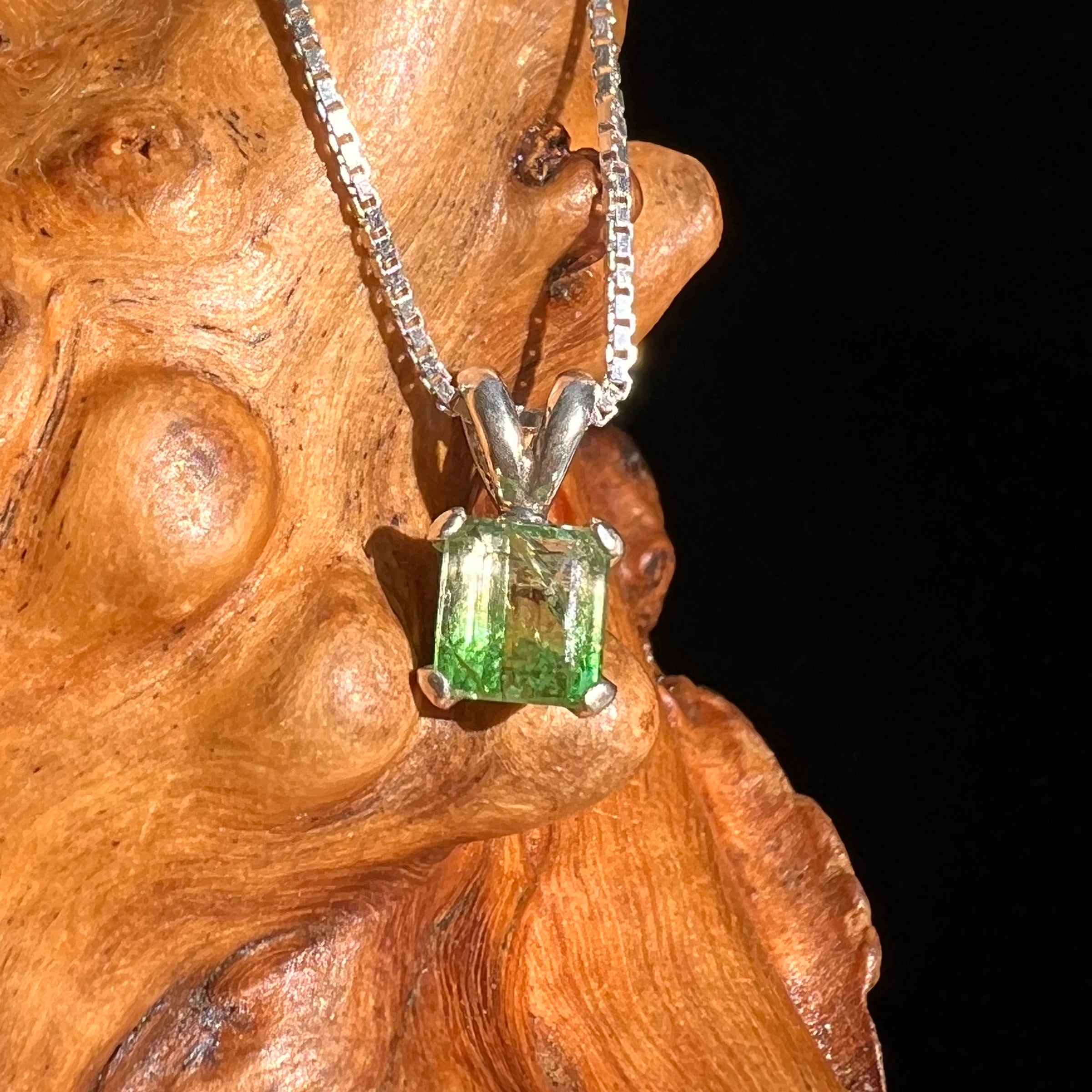 Bi-Color Green Tsavorite Garnet Necklace Sterling #6753-Moldavite Life