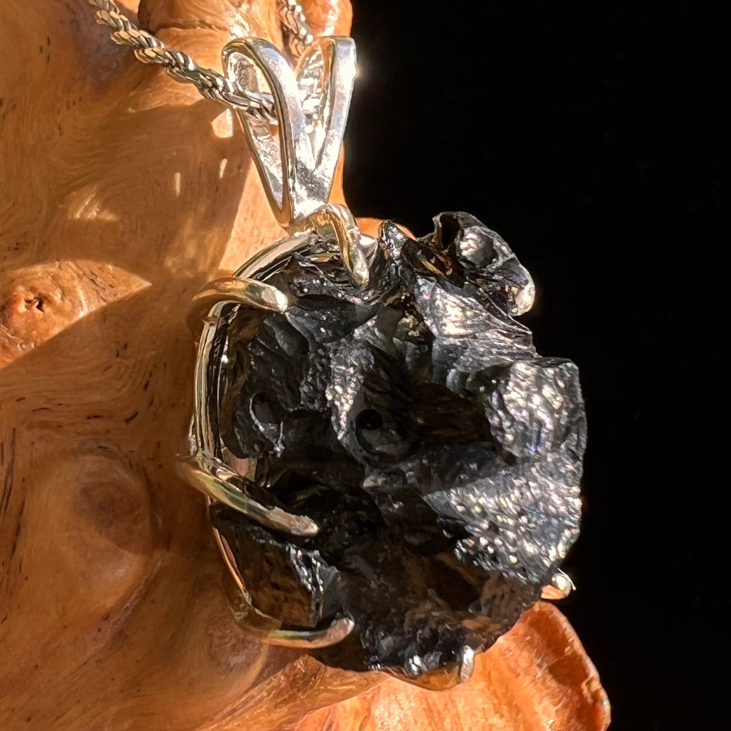 Billitonite & Moldavite Pendant Sterling Silver #5821-Moldavite Life