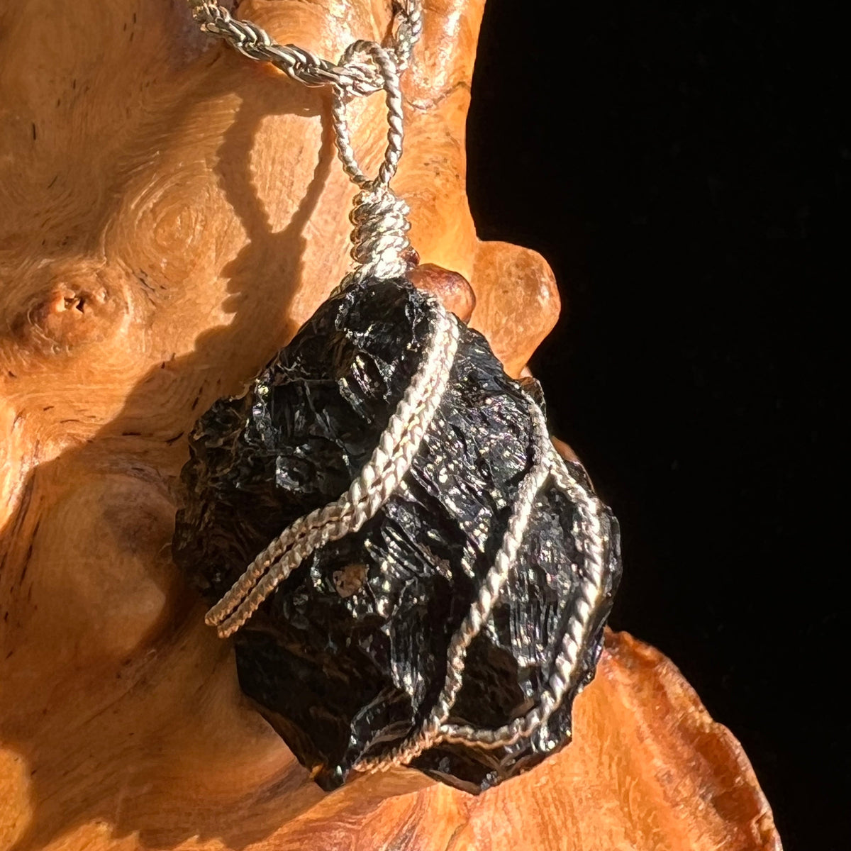 Billitonite Pendant Sterling Silver Wire Wrapped #5829-Moldavite Life