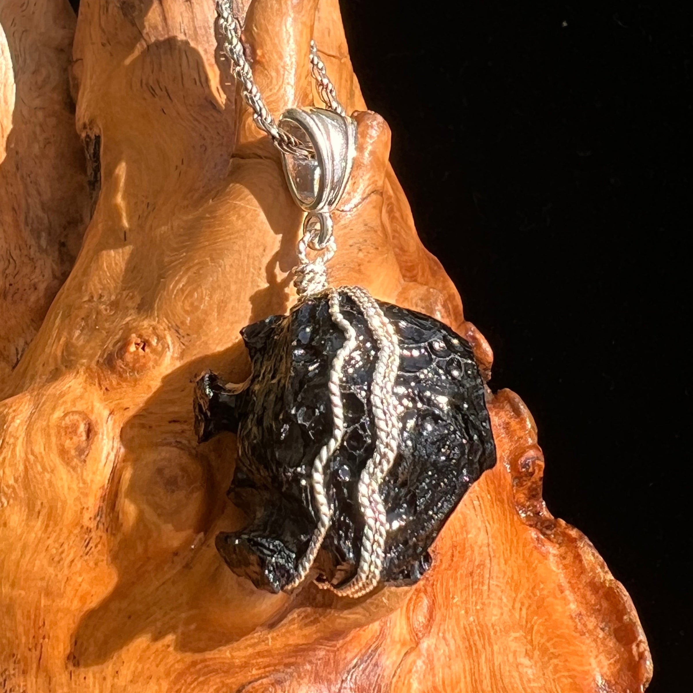 Billitonite Pendant Sterling Silver Wire Wrapped #5833-Moldavite Life