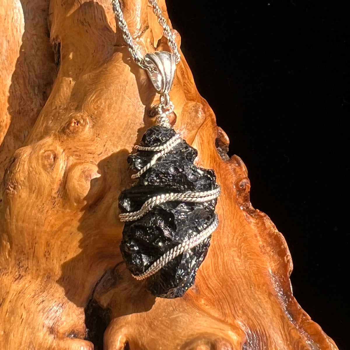 Billitonite Pendant Sterling Silver Wire Wrapped #5835-Moldavite Life