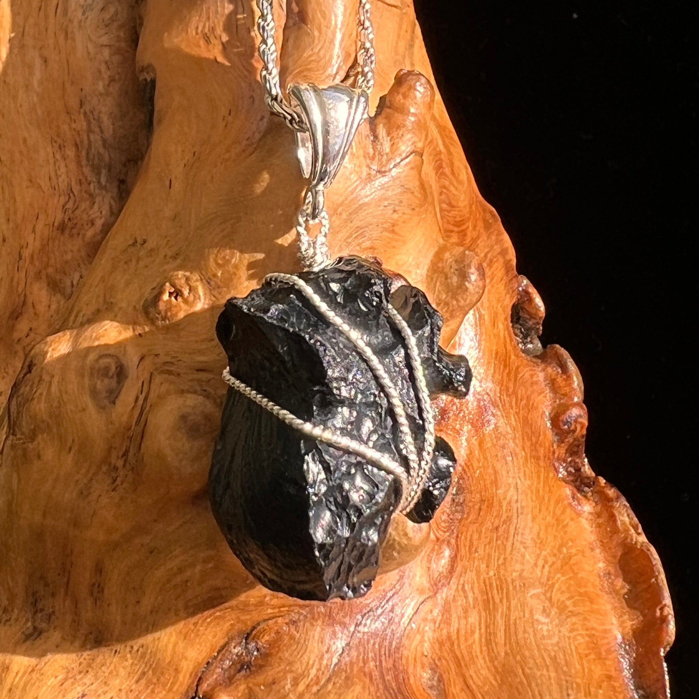 Billitonite Pendant Sterling Silver Wire Wrapped #5836-Moldavite Life