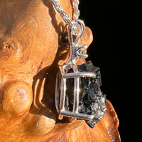 Black Garnet & Moldavite Pendant Sterling #8238-Moldavite Life