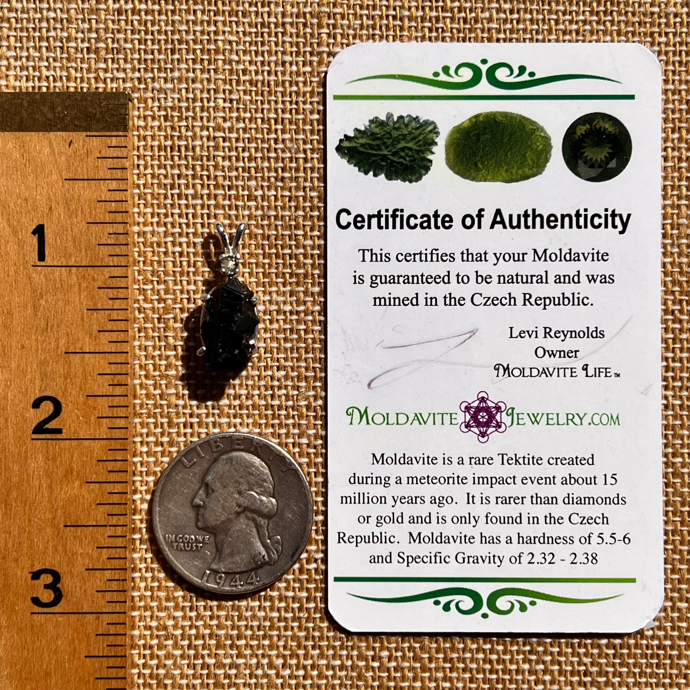 Black Garnet & Moldavite Pendant Sterling #8238-Moldavite Life