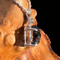 Black Garnet & Moldavite Pendant Sterling #8239-Moldavite Life