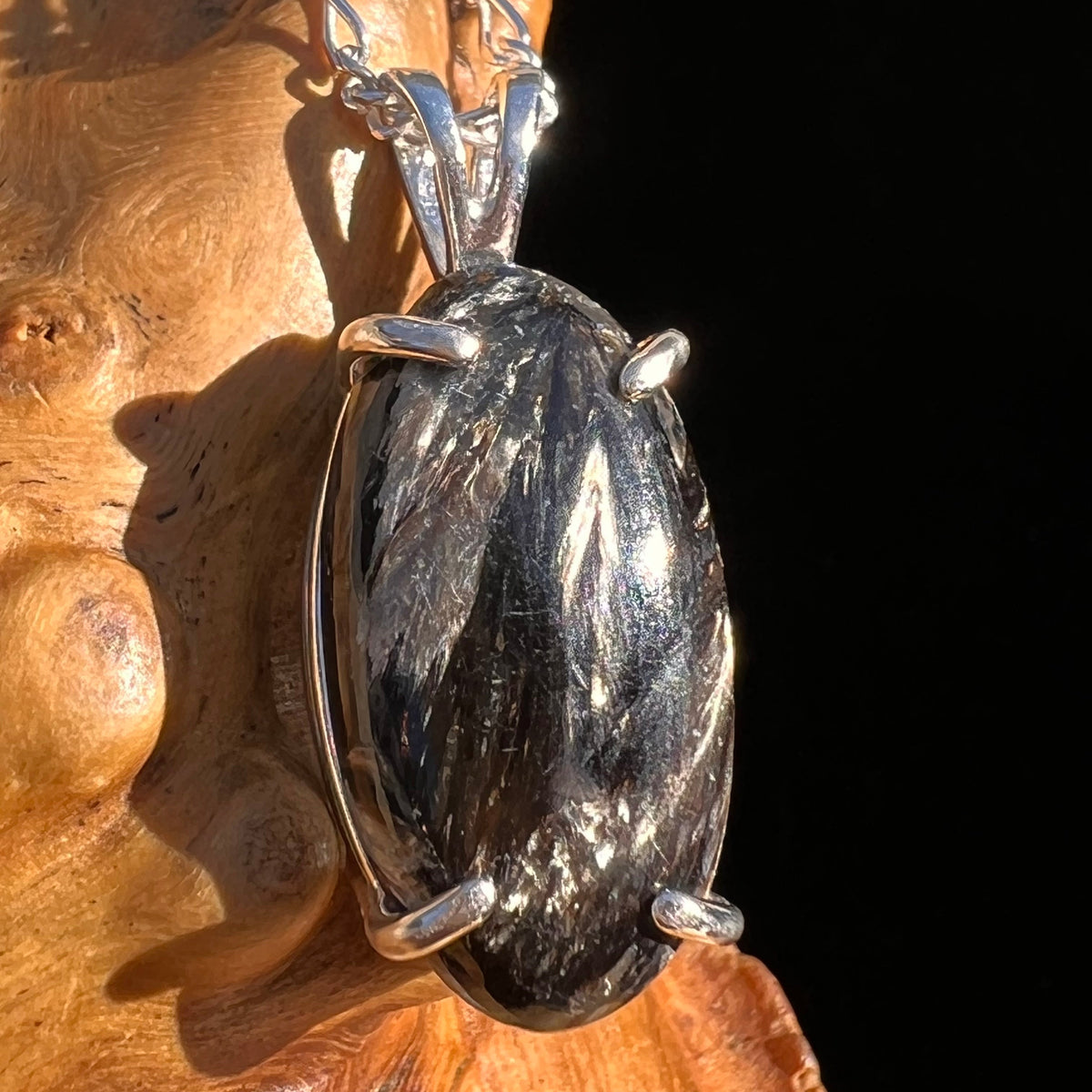 Black Seraphinite Pendant Sterling Silver #6575-Moldavite Life