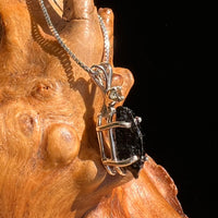 Black Tourmaline & Moldavite Necklace Sterling #5135-Moldavite Life