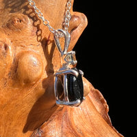 Black Tourmaline & Moldavite Necklace Sterling #7845-Moldavite Life