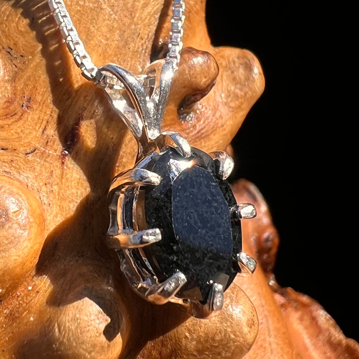 Black Tourmaline Pendant Sterling #7901-Moldavite Life
