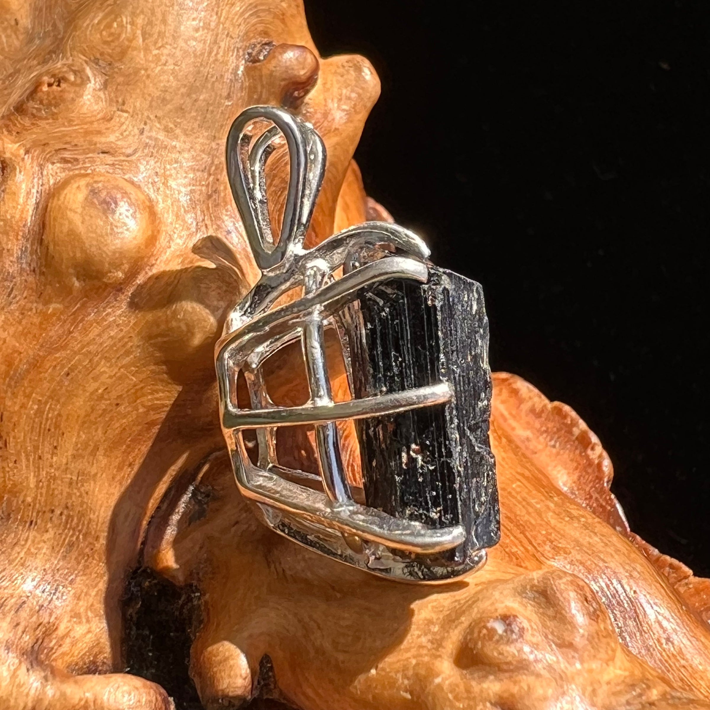 Black Tourmaline Pendant Sterling Silver #5124-Moldavite Life