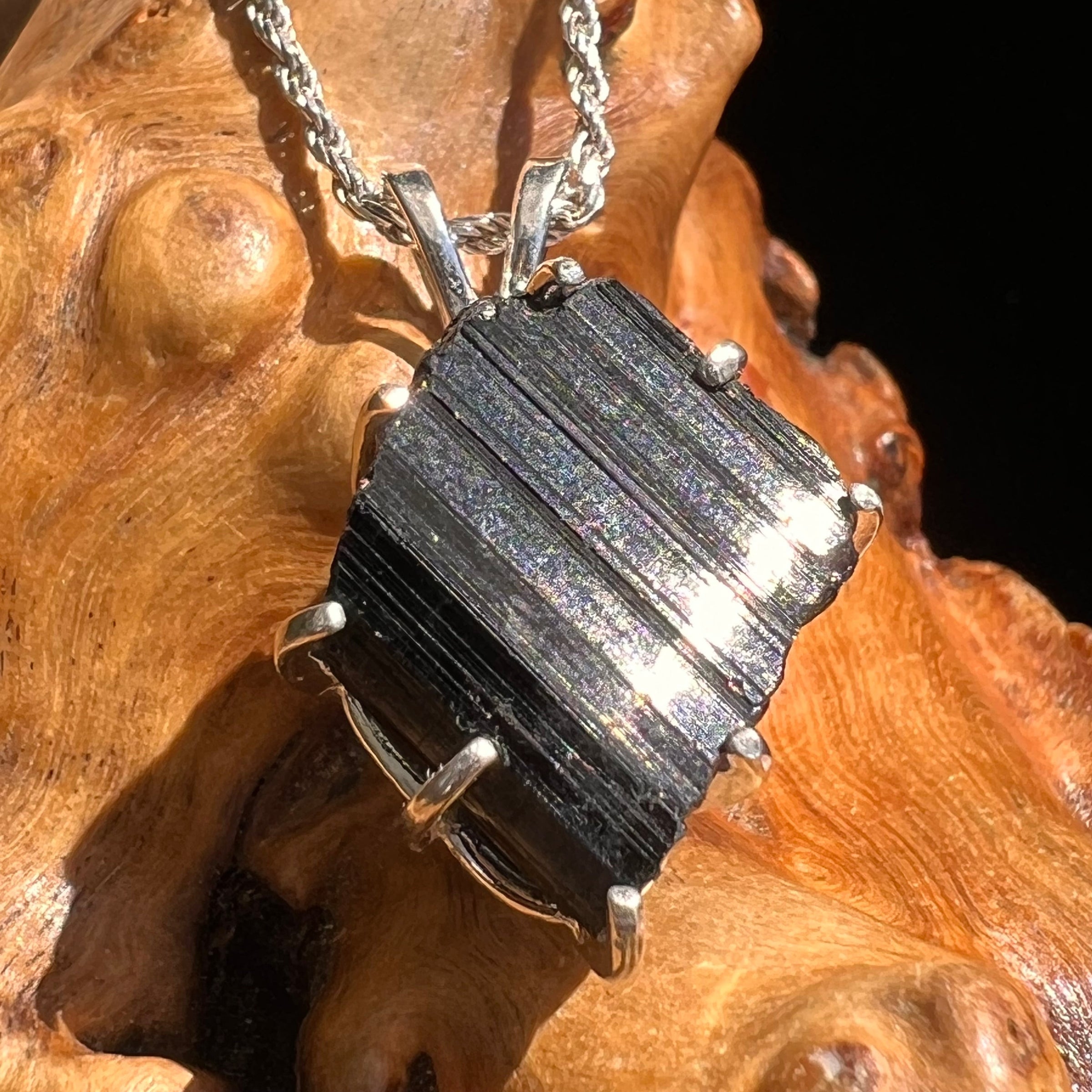 Black Tourmaline Pendant Sterling Silver #5126-Moldavite Life