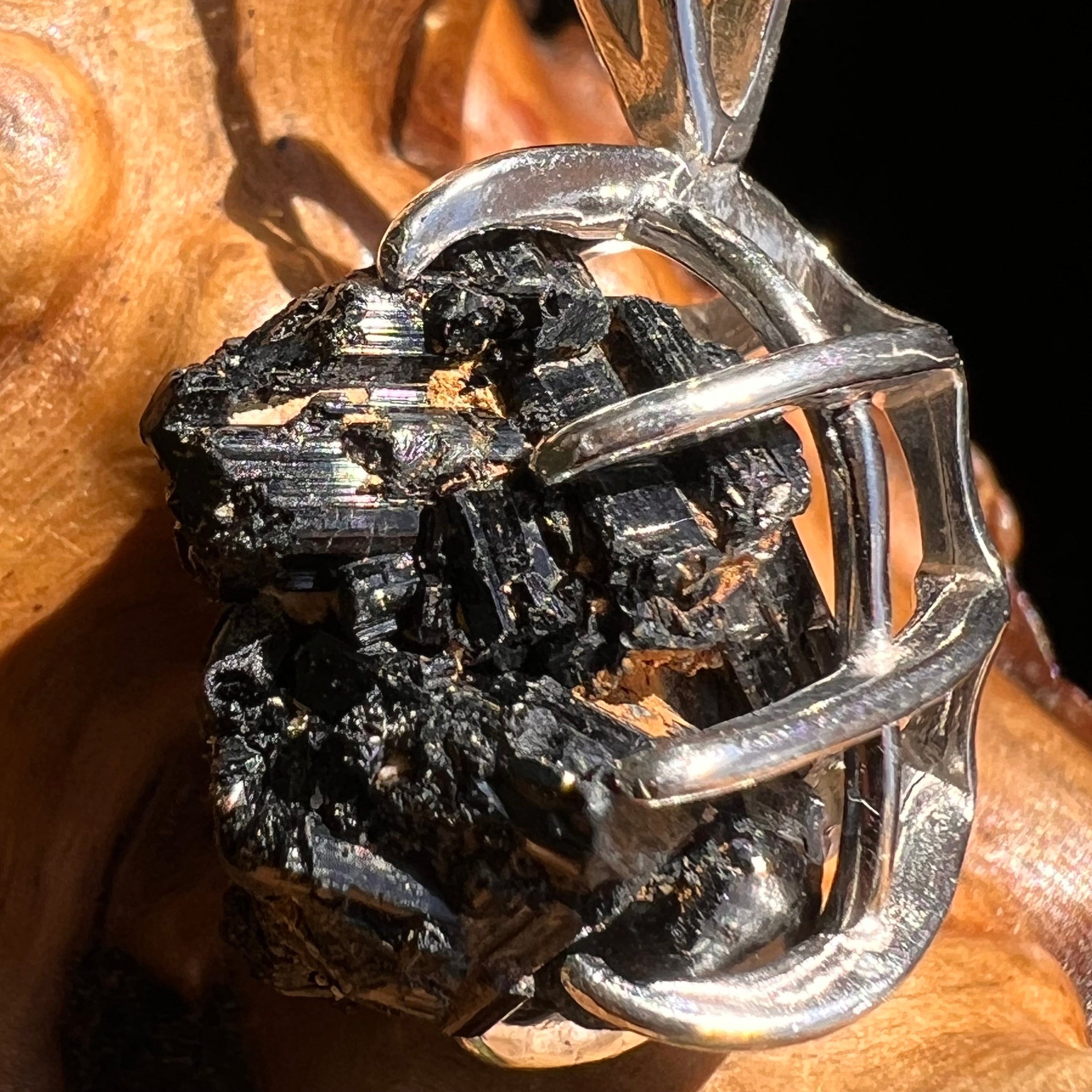 Black Tourmaline Pendant Sterling Silver #5127-Moldavite Life