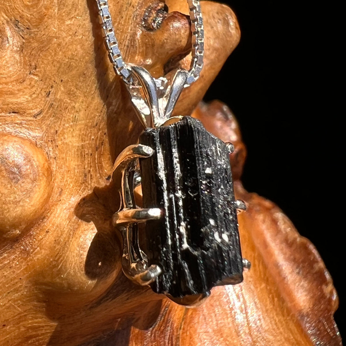 Black Tourmaline Pendant Sterling Silver #5129-Moldavite Life