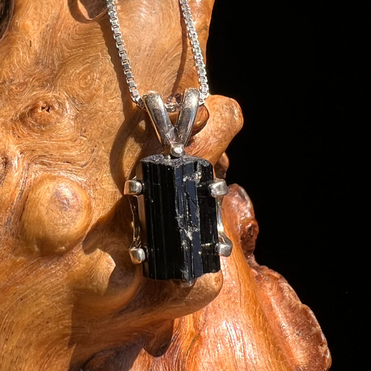 Black Tourmaline Pendant Sterling Silver #5131-Moldavite Life