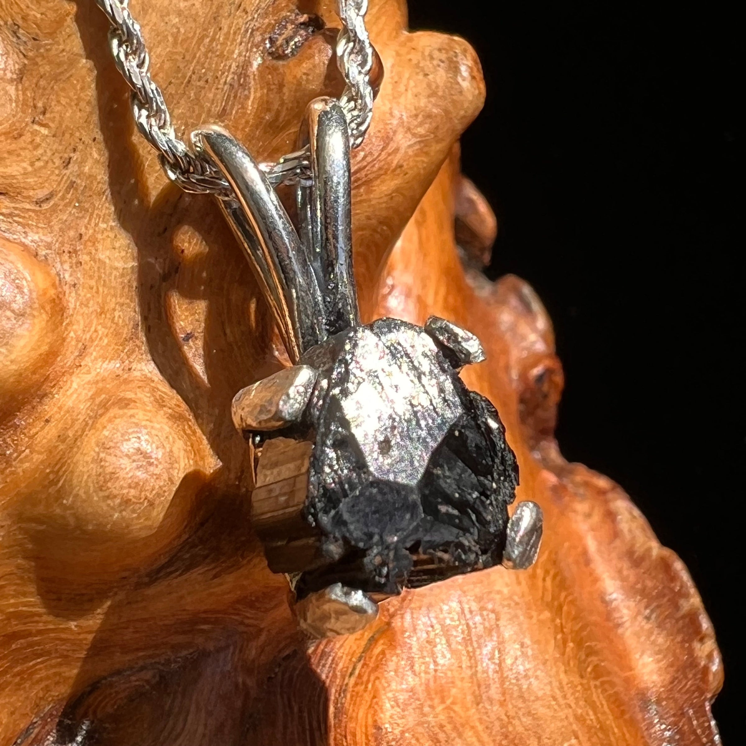 Black Tourmaline Pendant Sterling Silver #5133-Moldavite Life