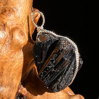 Black Tourmaline Wire Pendant Sterling #6192-Moldavite Life