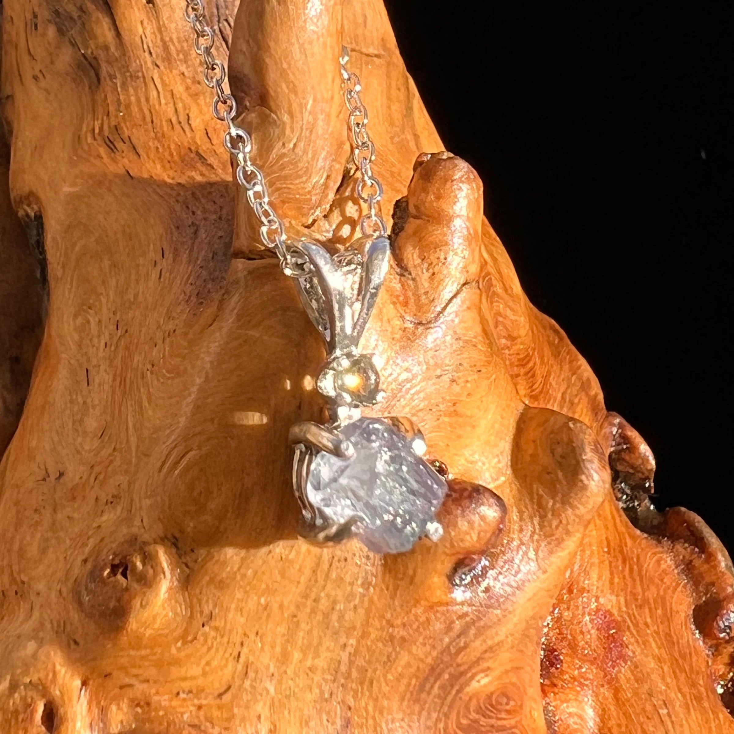 Blue Apatite & Moldavite Necklace Sterling #5984-Moldavite Life
