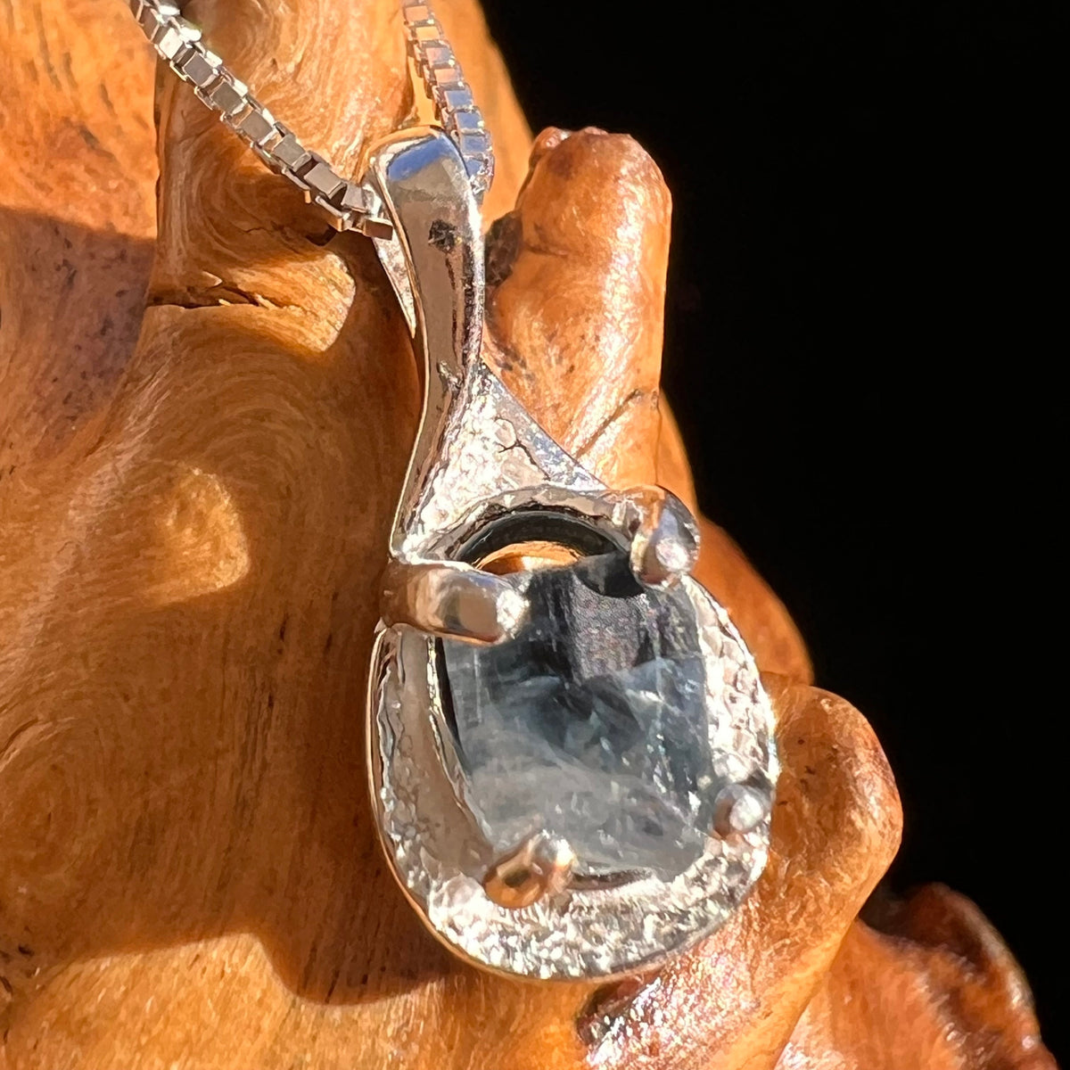 Blue Apatite Necklace Sterling Silver #5959-Moldavite Life