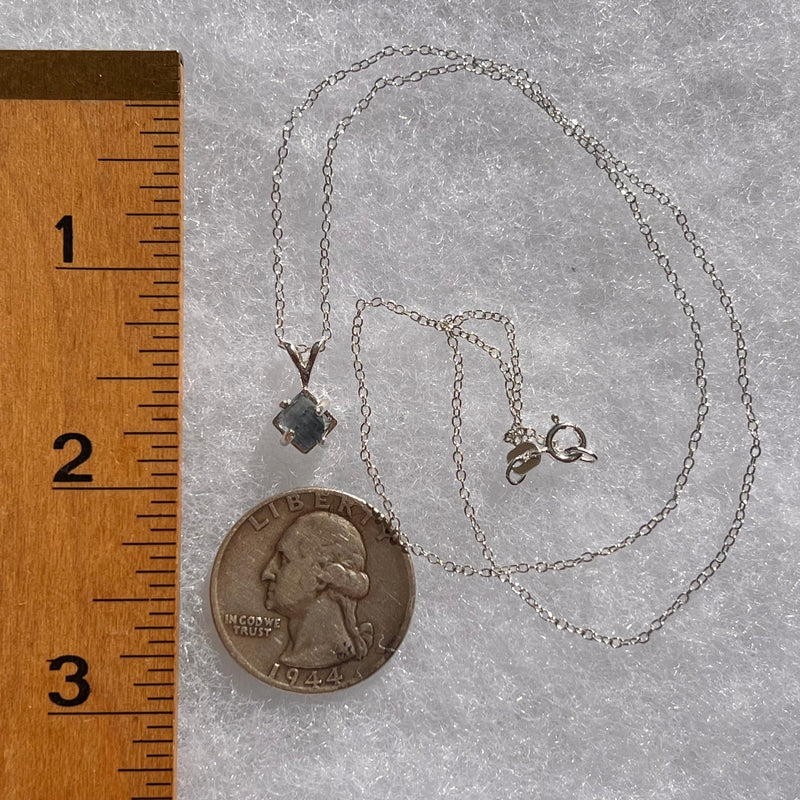 Blue Apatite Necklace Sterling Silver #5961-Moldavite Life
