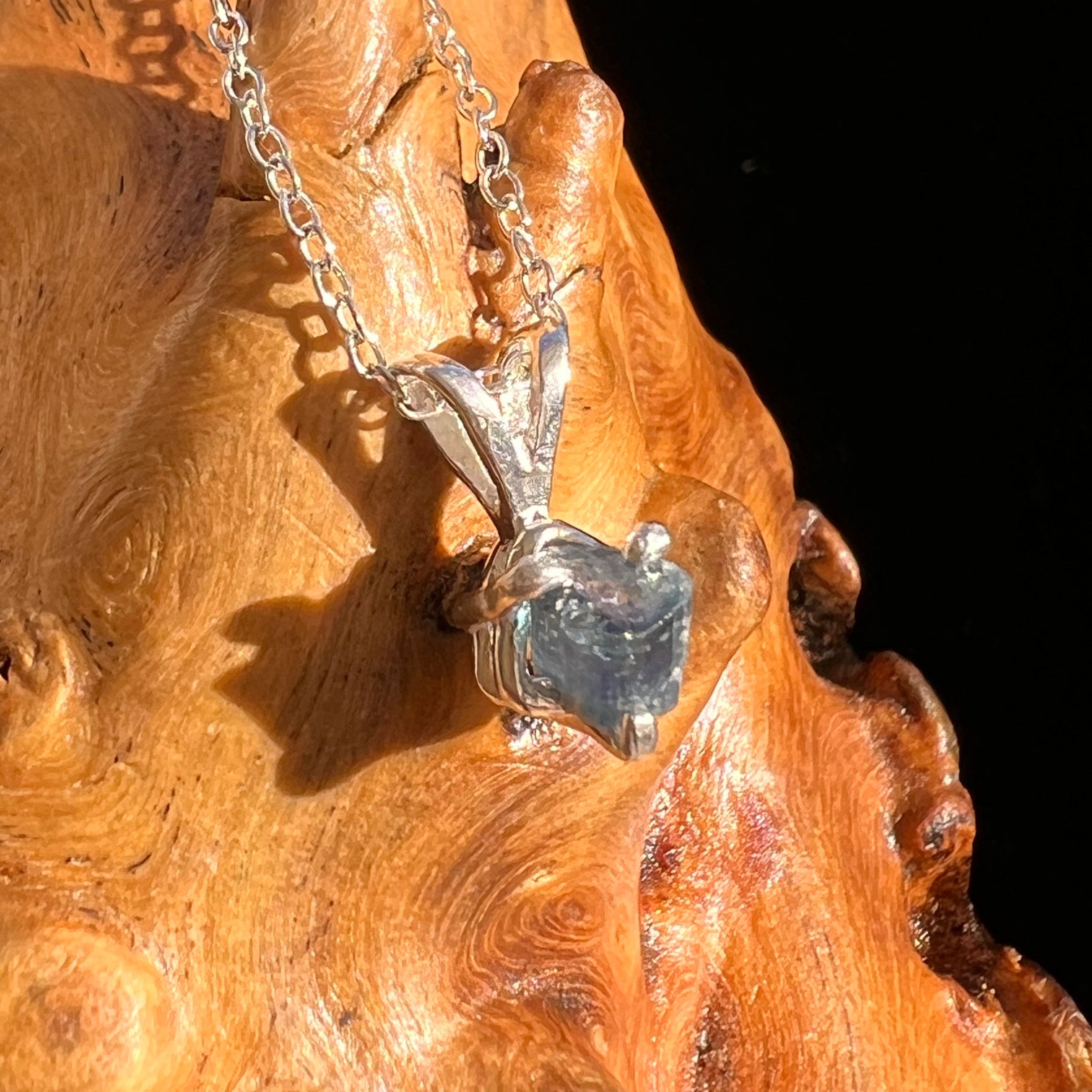 Blue Apatite Necklace Sterling Silver #5962-Moldavite Life