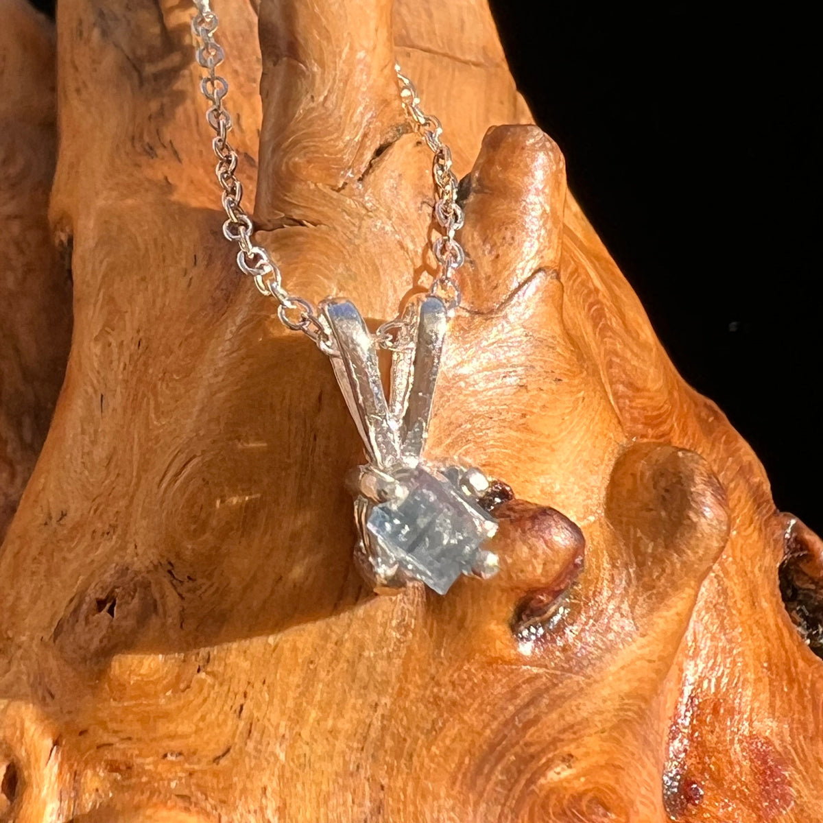 Blue Apatite Necklace Sterling Silver #5963-Moldavite Life