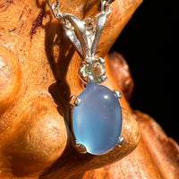 Blue Chalcedony & Moldavite Necklace Sterling Silver #8685-Moldavite Life
