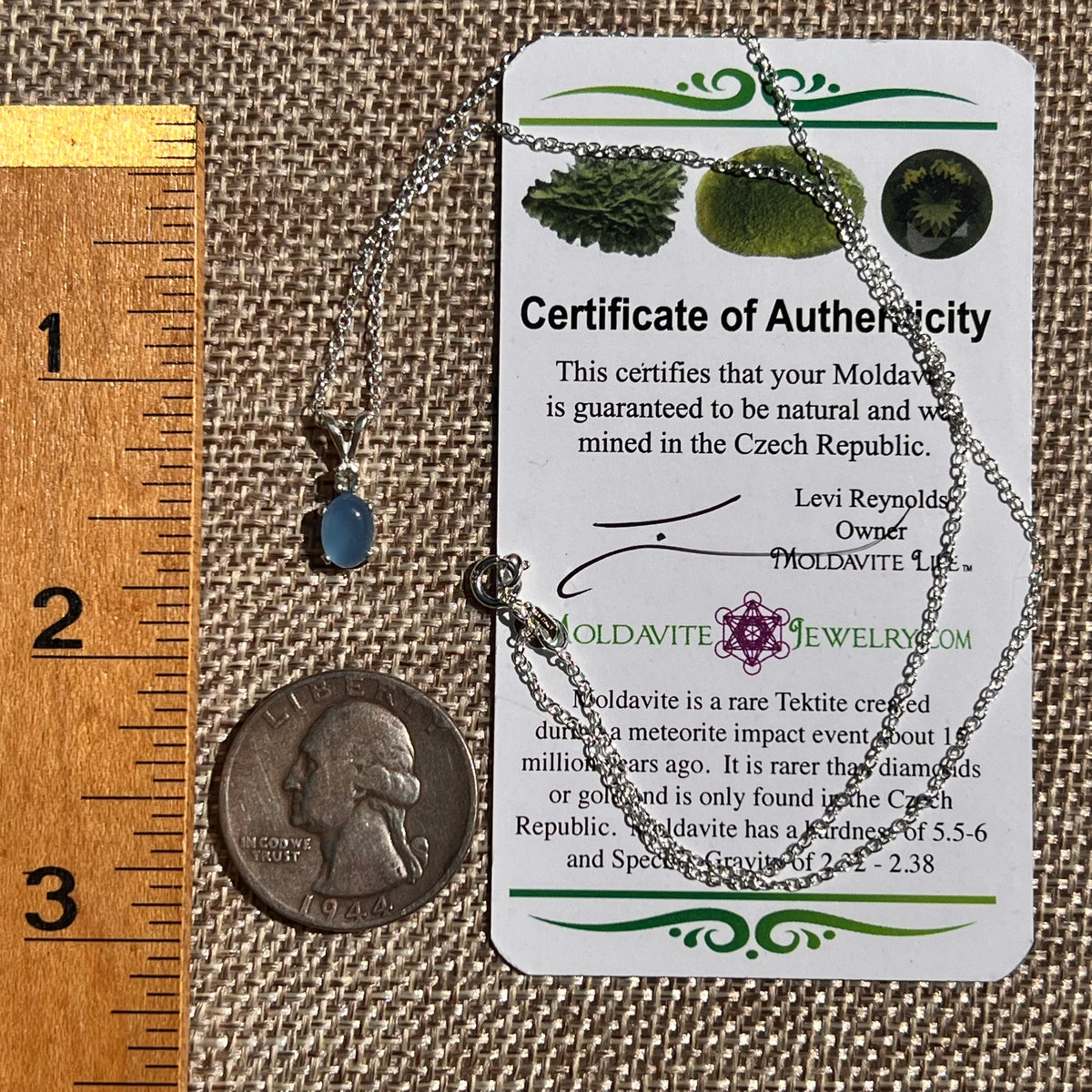 Blue Chalcedony & Moldavite Necklace Sterling Silver #8685-Moldavite Life