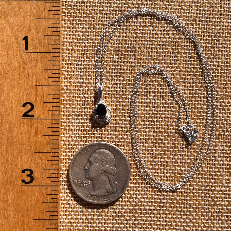 Blue Iolite Drop Necklace Sterling Silver #7774-Moldavite Life
