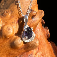 Blue Iolite Drop Necklace Sterling Silver #7774-Moldavite Life