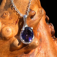Blue Iolite Drop Necklace Sterling Silver #7775-Moldavite Life