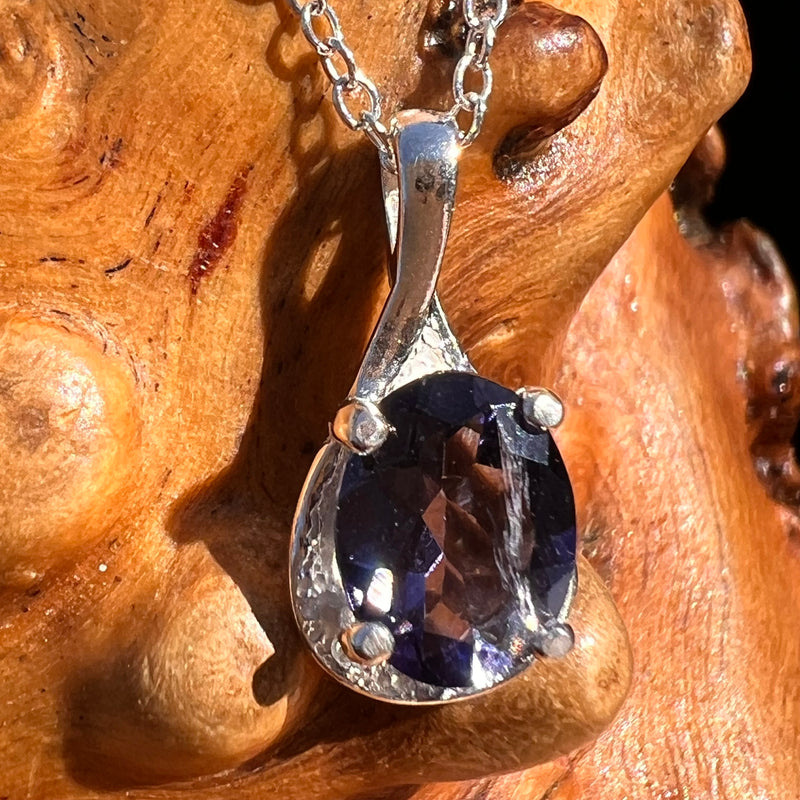 Blue Iolite Drop Necklace Sterling Silver #7776-Moldavite Life
