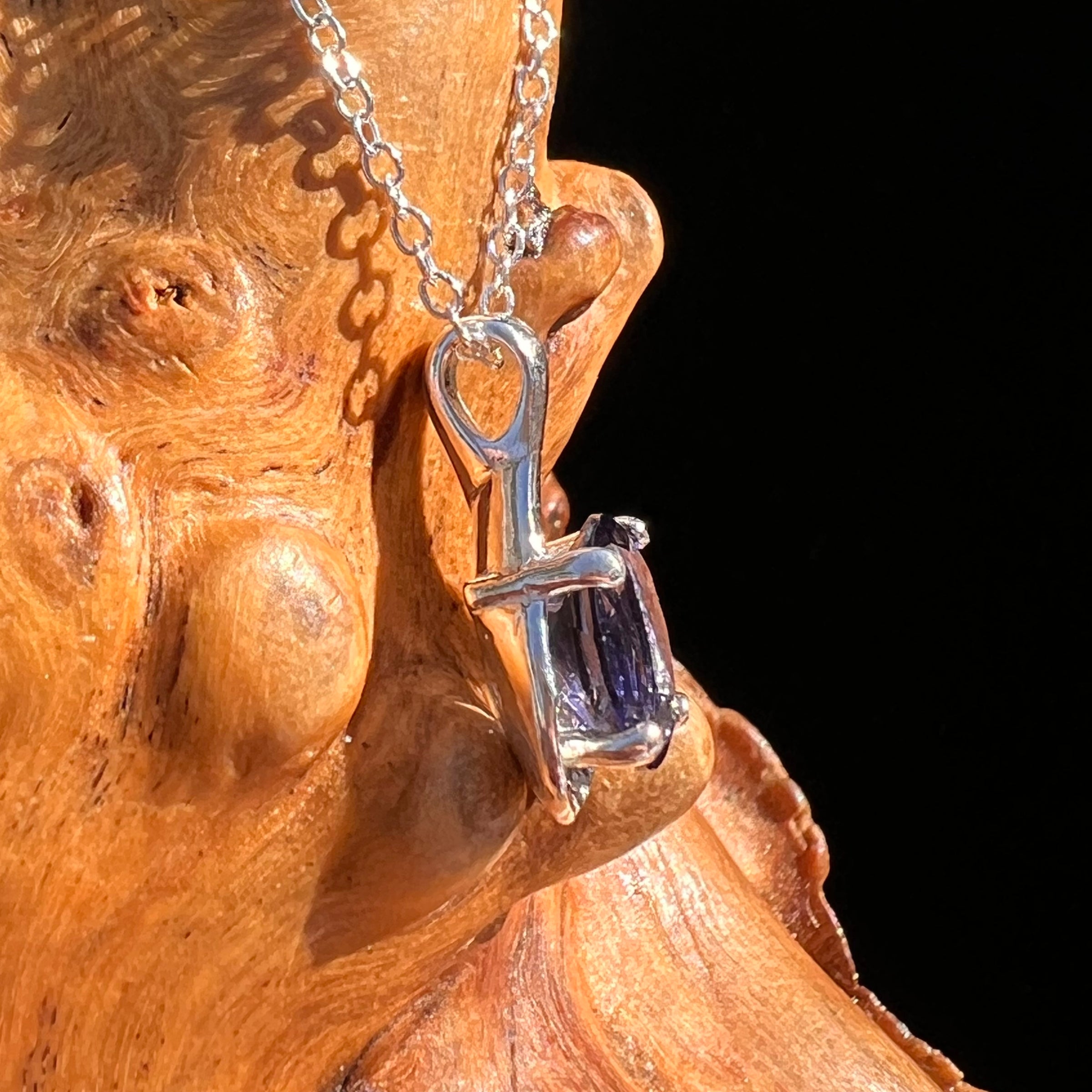 Blue Iolite Drop Necklace Sterling Silver #7776-Moldavite Life