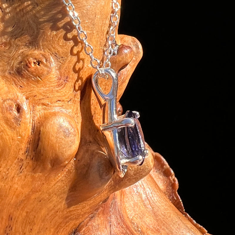 Blue Iolite Drop Necklace Sterling Silver #7776-Moldavite Life