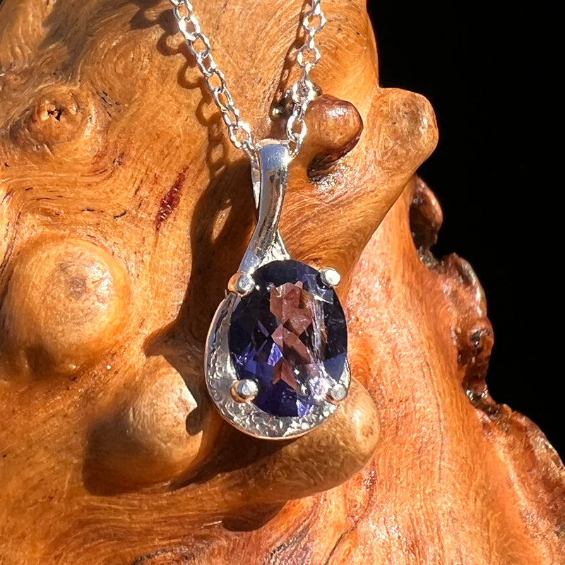 Blue Iolite Drop Necklace Sterling Silver #7776-Moldavite Life