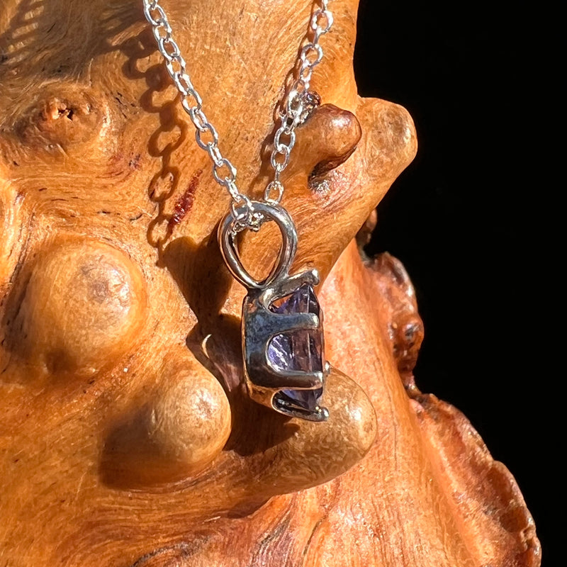 Blue Iolite Drop Necklace Sterling Silver #7777-Moldavite Life