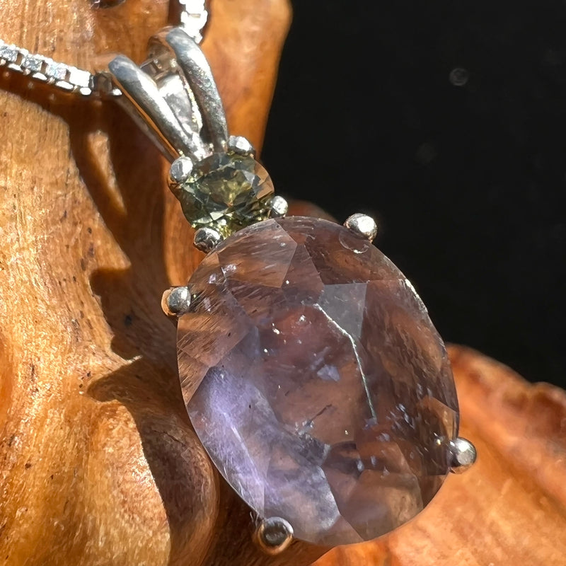 Blue Iolite & Moldavite Necklace Sterling Silver #2676-Moldavite Life