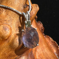 Blue Iolite & Moldavite Necklace Sterling Silver #2676-Moldavite Life